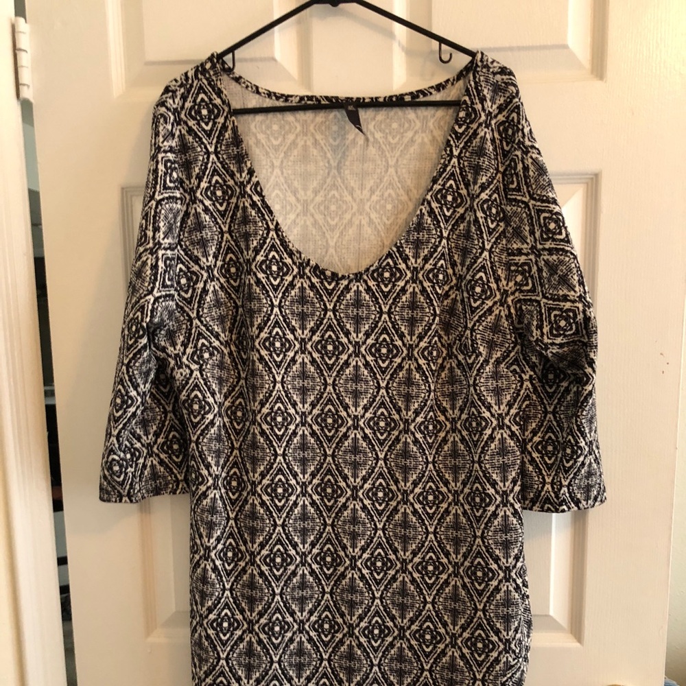 Black and white tribal print body con dress